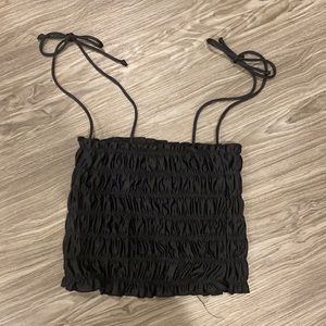Urban outfitters ruched crop top with tie straps
